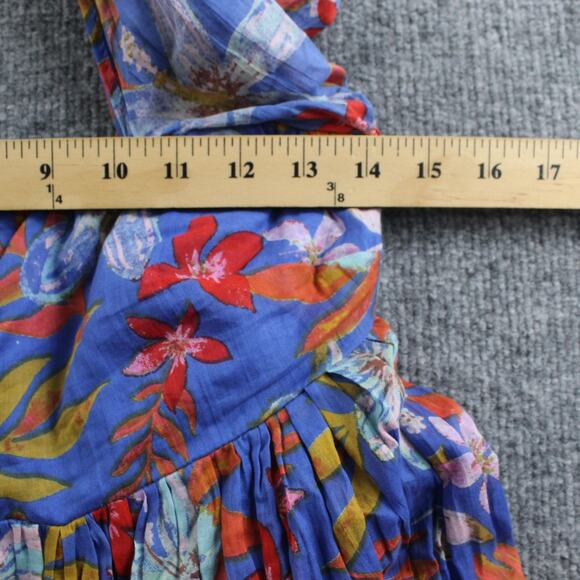 Free People Dress Medium Mai Tai Floral Bubble Mini Boho Cotton Lined Multi - Picture 10 of 11